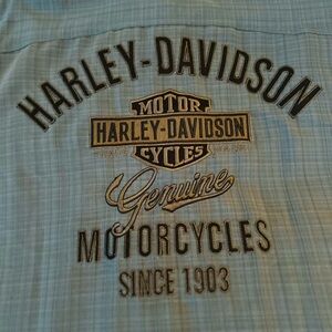 Harley-Davidson Grey Embroidered Back Logo Button-Down Shirt
